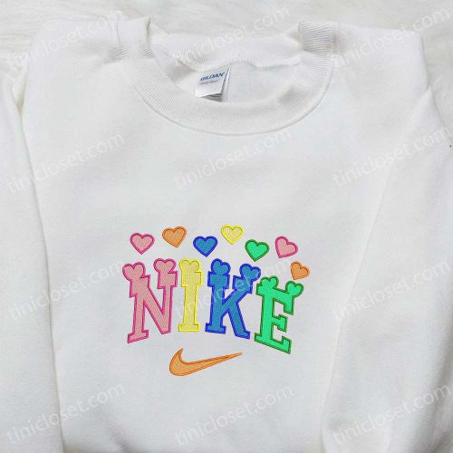 Nike x Heart Colorful Embroidered Sweatshirt – Custom Shirt Perfect Valentine s Day Gift Idea