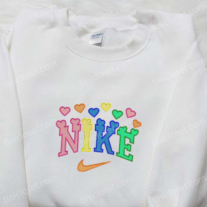 Nike X Heart Colorful Embroidered Sweatshirt – Custom Shirt Perfect Valentine S Day Gift Idea