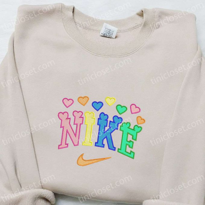 Nike X Heart Colorful Embroidered Sweatshirt – Custom Shirt Perfect Valentine S Day Gift Idea