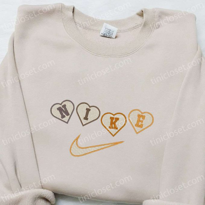 Nike X Heart Embroidered Sweatshirt: Custom Shirt B Gift For Men Women Valentine S Day Gift Ideas