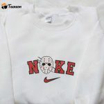 Nike x Jason Voorhees Embroidered Hoodie: Horror Movie Sweatshirt & Inspired T-Shirt