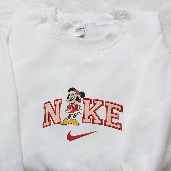 Nike X Minnie Mouse Christmas Embroidered Sweatshirt: F Gift For Men Women Disney Shirt Perfect Holiday Gift Idea