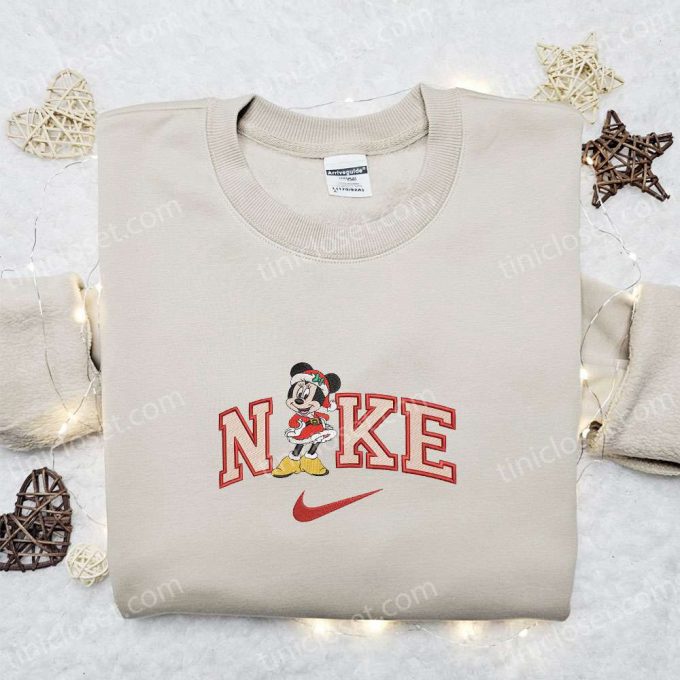 Nike X Minnie Mouse Christmas Embroidered Sweatshirt: F Gift For Men Women Disney Shirt Perfect Holiday Gift Idea