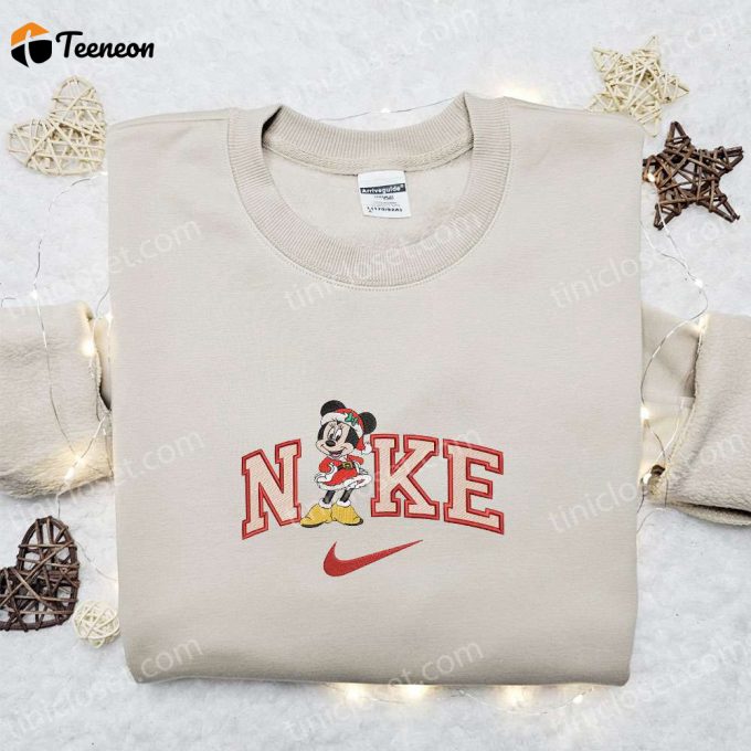 Nike X Minnie Mouse Christmas Embroidered Sweatshirt: F Gift For Men Women Disney Shirt Perfect Holiday Gift Idea