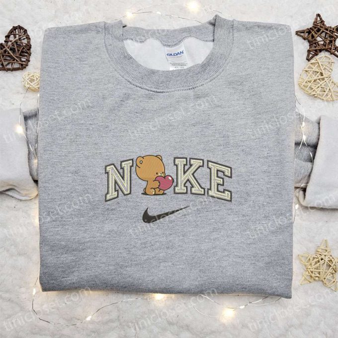 Nike X Mocha Bear Love Embroidered Sweatshirt Milk And Mocha Cartoon Shirt – B Gift For Men Women Valentine Gift Ideas