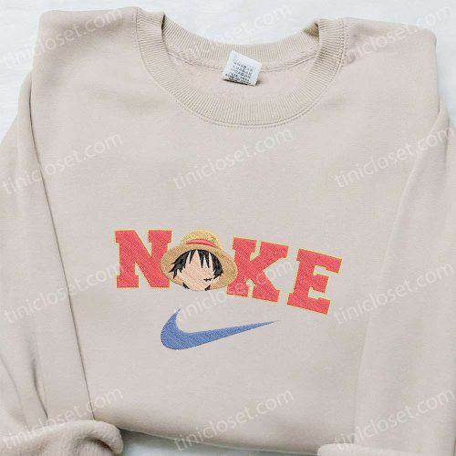 Nike x Monkey D Luffy Anime Embroidered Shirt: One Piece T-shirt B Gift for Men Women Family Gift Idea