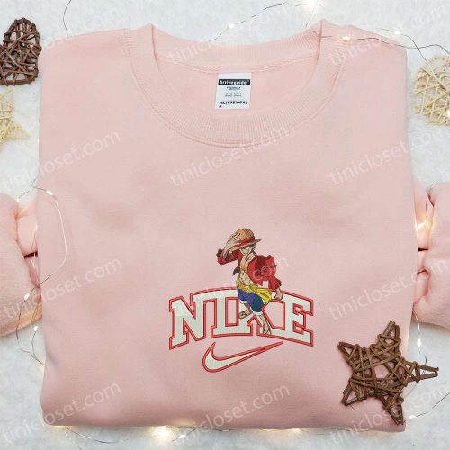 Nike x Monkey D Luffy Anime Sweatshirt & Embroidered T-shirt: B Gift for Men Women Birthday Gift Ideas