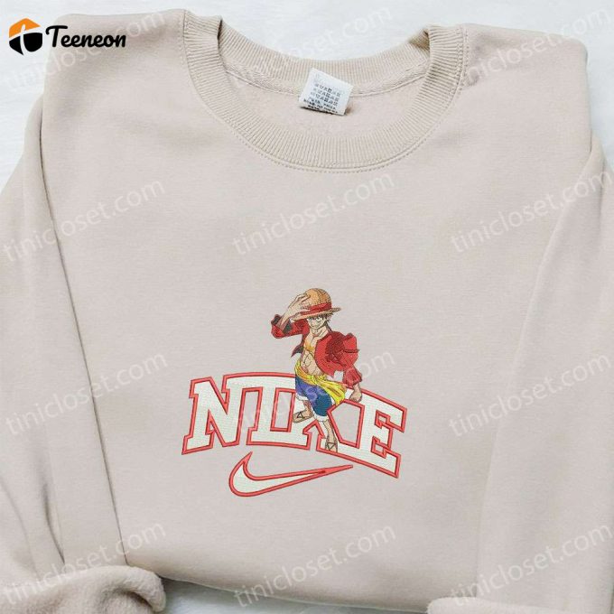 Nike X Monkey D Luffy Anime Embroidered Sweatshirt &Amp;Amp; T-Shirt: B Gift For Men Women Birthday Gift Ideas