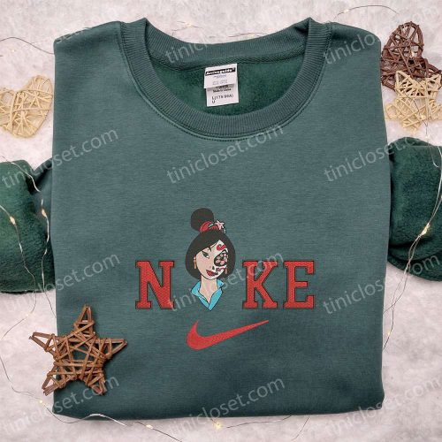 Nike x Mulan Sugar Skull Embroidered Shirt: B Gift for Men Women Family Gift with Nike-Inspired D Gift for Men Women