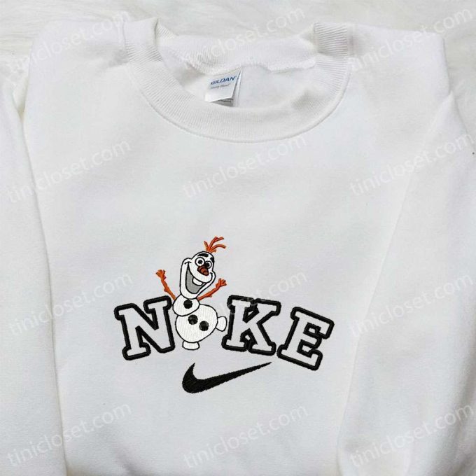 Nike X Olaf Cartoon Embroidered Hoodie &Amp; Christmas Shirt Nike Inspired T-Shirt