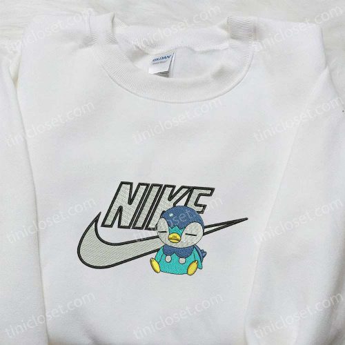 Nike x Piplup Anime Embroidered Shirt Pokemon Inspired T-Shirt Limited Edition Nike D Gift for Men Women