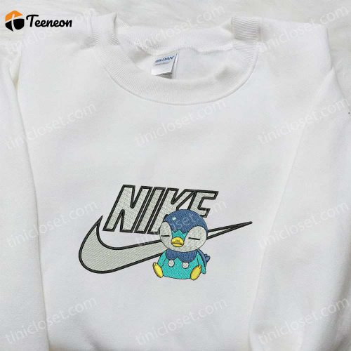 Nike x Piplup Anime Embroidered Shirt Pokemon Inspired T-Shirt Limited Edition Nike D Gift for Men Women