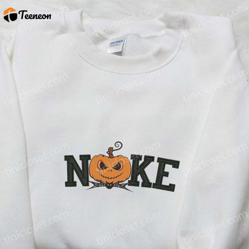 Nike x Pumpkin Jack Skellington Embroidered Shirt – Spooky Nike Inspired Pumpkin Embroidery