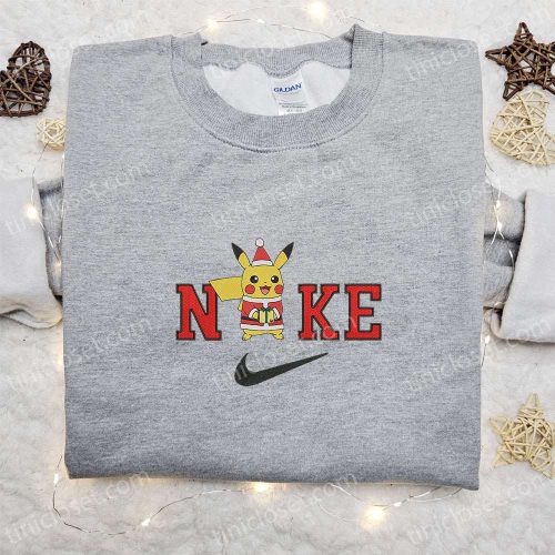 Unique Nike x Santa Pikachu Embroidered Shirt Anime Sweatshirt & Pokemon Hoodie – Exclusive Collection