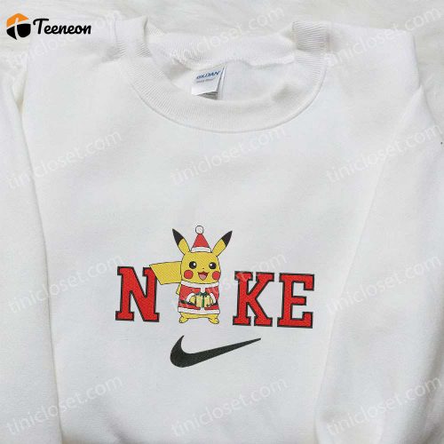 Unique Nike x Santa Pikachu Embroidered Shirt Anime Sweatshirt & Pokemon Hoodie – Exclusive Collection