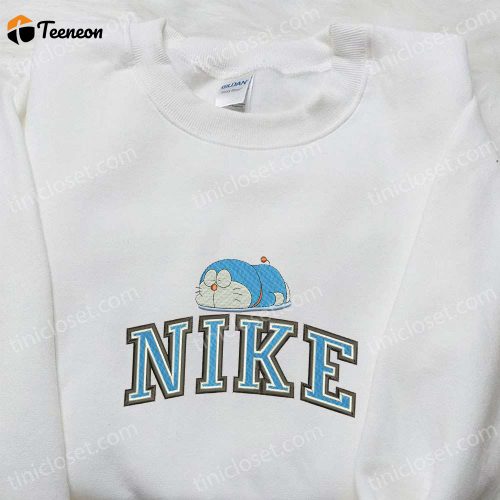 Nike x Sleeping Doraemon: Embroidered Sweatshirt Hoodie & T-shirt – Cute Cartoon Apparel