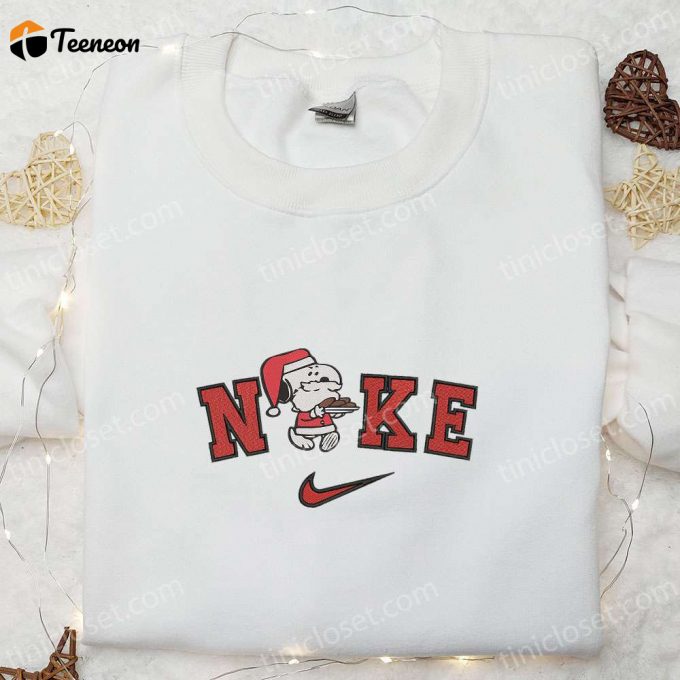 Nike X Snoopy Christmas Santa Claus Embroidered Sweatshirt T-Shirt &Amp;Amp; Hoodie: F Gift For Men Women Nike Inspired Cartoon Embroidery