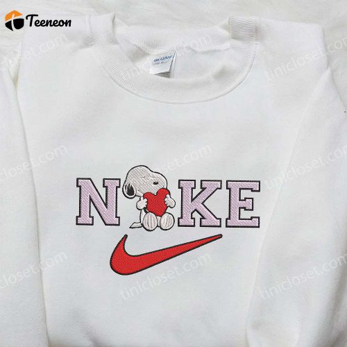 Nike x Snoopy Heart Embroidered Sweatshirt: Peanuts Cartoon Shirt Nike Inspired Stylish & Cozy