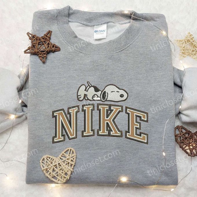 Nike X Snoopy Sleep Embroidered Sweatshirt: Peanuts Cartoon &Amp; Nike Inspired Shirt