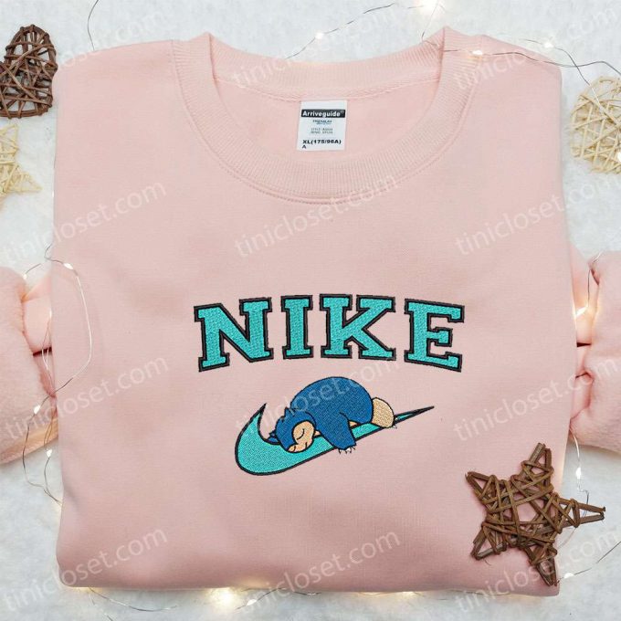 Nike X Snorlax Anime Embroidered Sweatshirt &Amp; Pokemon Shirt: B Gift For Men Women Family Gift Ideas