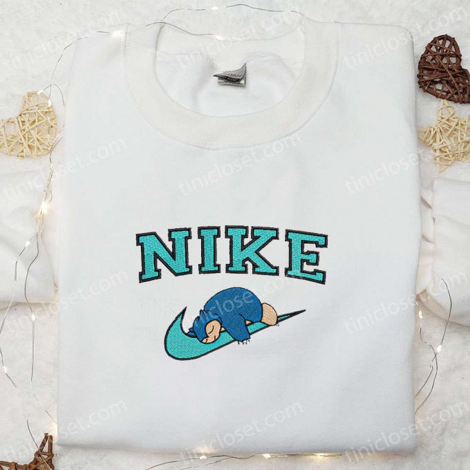 Nike X Snorlax Anime Embroidered Sweatshirt &Amp; Pokemon Shirt: B Gift For Men Women Family Gift Ideas