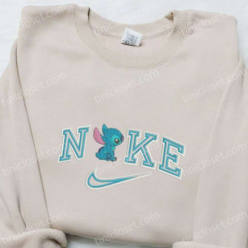 Nike x Stitch Cartoon Embroidered Sweatshirt – B Gift for Men Women Nike Inspired Hoodie for Family