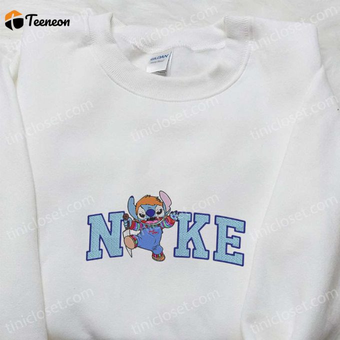 Nike X Stitch Chucky Embroidered Shirt Funny Horror Movie Characters T-Shirt Nike Inspired Sweatshirt