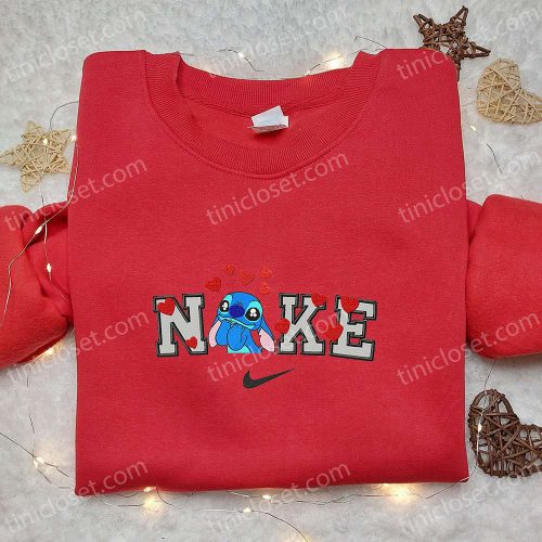 Nike x Stitch Love Cartoon Embroidered Shirt – B Gift for Men Women Nike Inspired T-shirt Perfect Family Gift