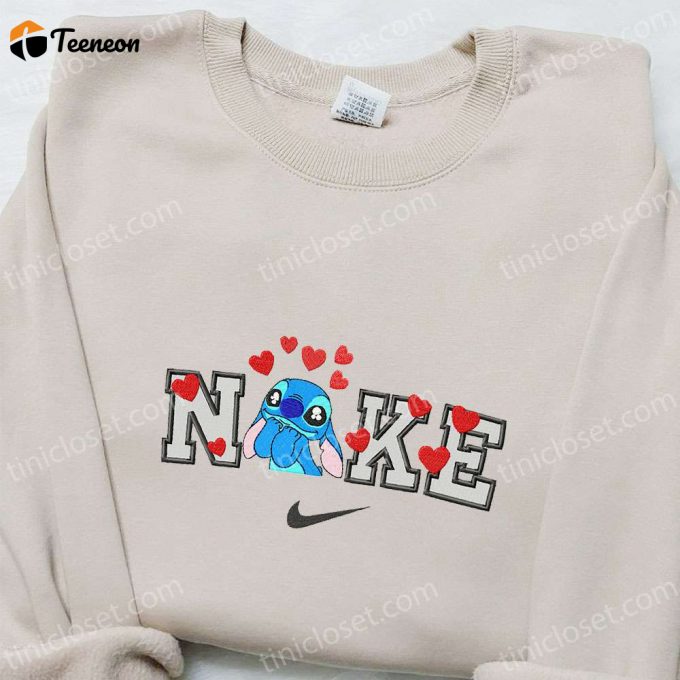 Nike X Stitch Love Cartoon Embroidered Shirt – B Gift For Men Women Nike Inspired T-Shirt Perfect Family Gift