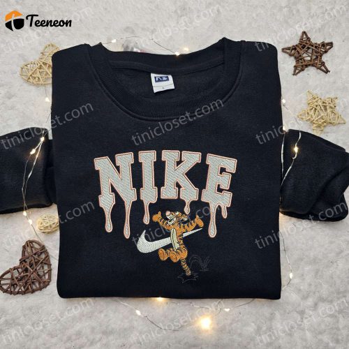 Nike x Tigger Cartoon Embroidered Shirt & Disney Characters Hoodie: B Gift for Men Women Family Gifts