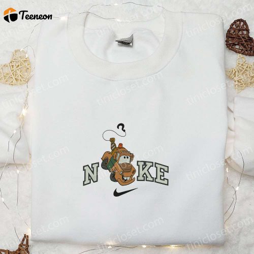 Nike x Tow Mater Embroidered Hoodie & Pixar Cars T-shirt: Disney Cartoon & Nike Inspired Sweatshirt