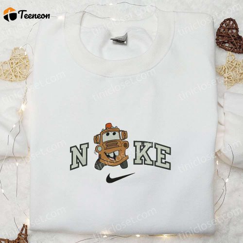 Nike x Tow Mater Embroidered Shirt: Pixar Cars Disney Cartoon Sweatshirt – Nike Inspired Hoodie