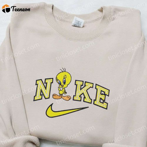 Nike x Tweety Cartoon Embroidered Sweatshirt & Disney Characters T-shirt: B Gift for Men Women Family Gift Ideas