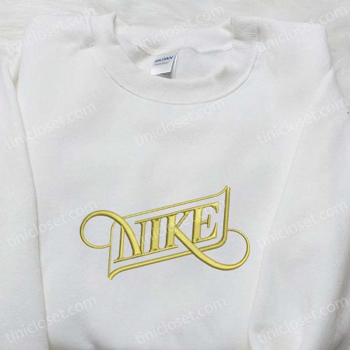 Nike x Typography Embroidered Sweatshirt: B Gift for Men Women Nike Inspired Hoodie for Unique Birthday Gift