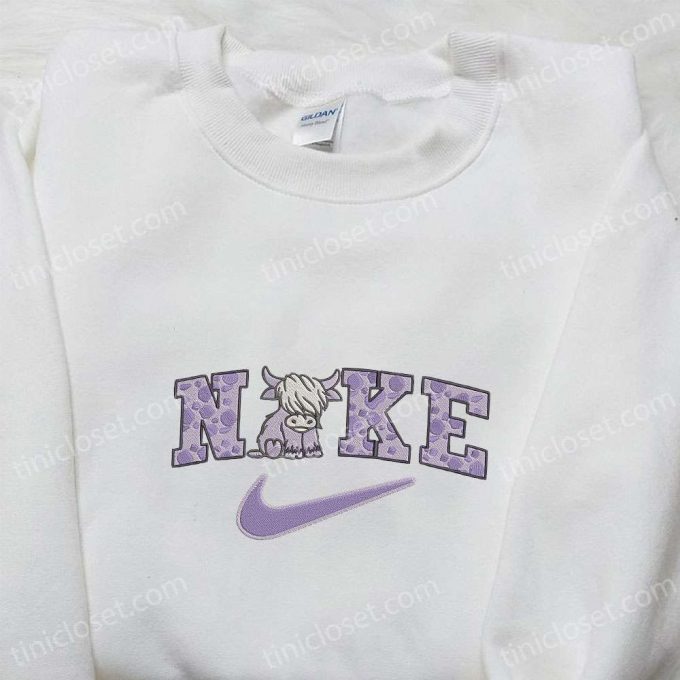 Nike X Violet Cow Embroidered Sweatshirt: Animal Embroidered Shirt Perfect Gift For Every Occasion