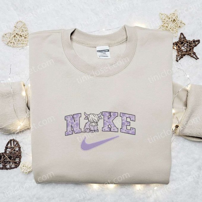 Nike X Violet Cow Embroidered Sweatshirt: Animal Embroidered Shirt Perfect Gift For Every Occasion