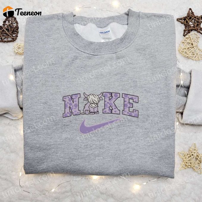 Nike X Violet Cow Embroidered Sweatshirt: Animal Embroidered Shirt Perfect Gift For Every Occasion