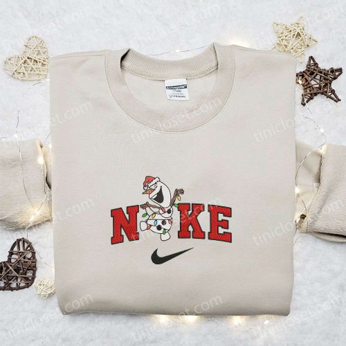 Disney x Nike Olaf Christmas Light Embroidered Sweatshirt: Perfect Disney Characters Movie Merry Christmas Shirt B Gift for Men Women Gift Idea