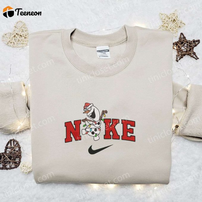 Disney X Nike Olaf Christmas Light Embroidered Sweatshirt: Perfect Disney Characters Movie Merry Christmas Shirt B Gift For Men Women Gift Idea