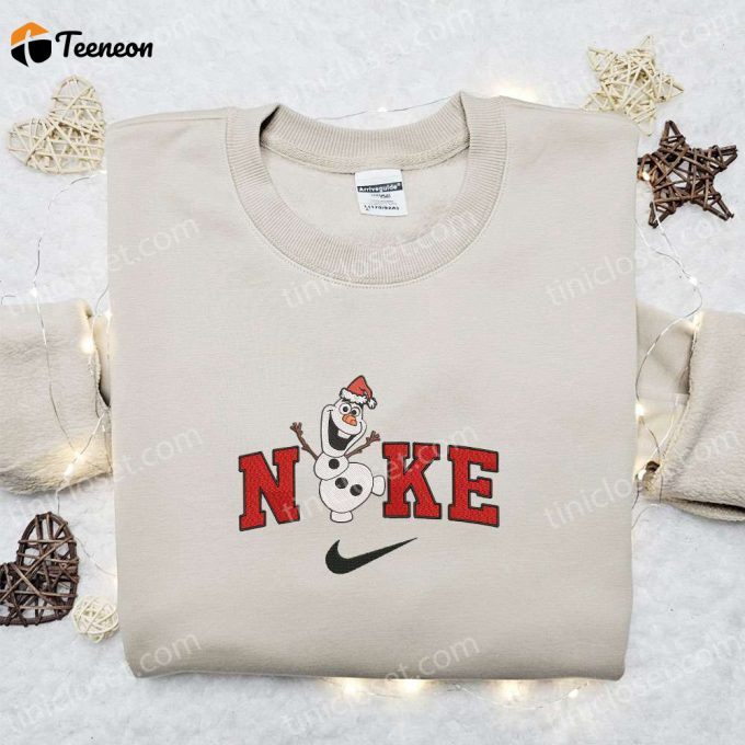 Disney X Nike Olaf Christmas Embroidered Sweatshirt: F Gift For Men Women Characters Movie Merry Christmas Shirt Perfect Gift Idea