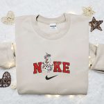 Disney x Nike Olaf with Flower Embroidered Sweatshirt – F Gift for Men Women Disney Characters Movie Merry Christmas Shirt Perfect Gift Idea