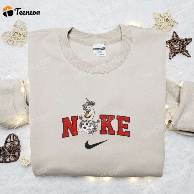 Disney X Nike Olaf With Flower Embroidered Sweatshirt – F Gift For Men Women Disney Characters Movie Merry Christmas Shirt Perfect Gift Idea