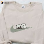 Panda x Swoosh Embroidered Hoodie & Animal Shirt: B Gift for Men Women Family Gift Ideas