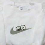 Panda x Swoosh Embroidered Hoodie & Animal Shirt: B Gift for Men Women Family Gift Ideas