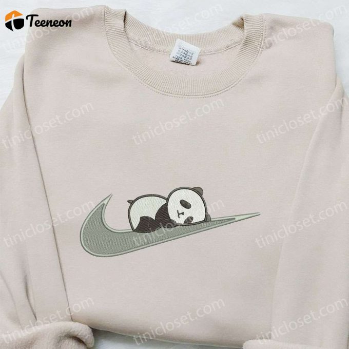 Panda X Swoosh Embroidered Hoodie &Amp;Amp; Animal Shirt: B Gift For Men Women Family Gift Ideas