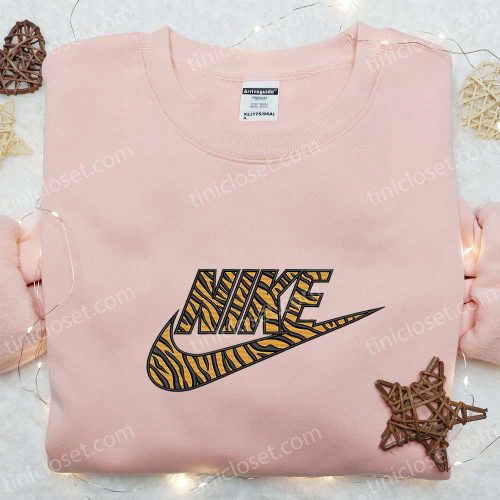 Pattern Tigger x Nike Embroidered Sweatshirt: B Gift for Men Women Nike Inspired Hoodie for Family Gifts