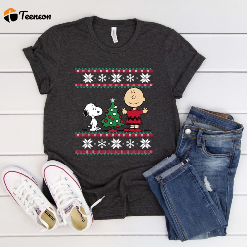 Get Festive with Snoopy Christmas Tree Shirt – Perfect Holiday Gift for Peanuts Fans!