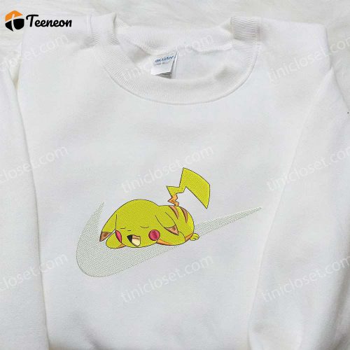 Pikachu Sleep x Nike Swoosh Embroidered Sweatshirt: Pokemon & Nike Inspired Shirt