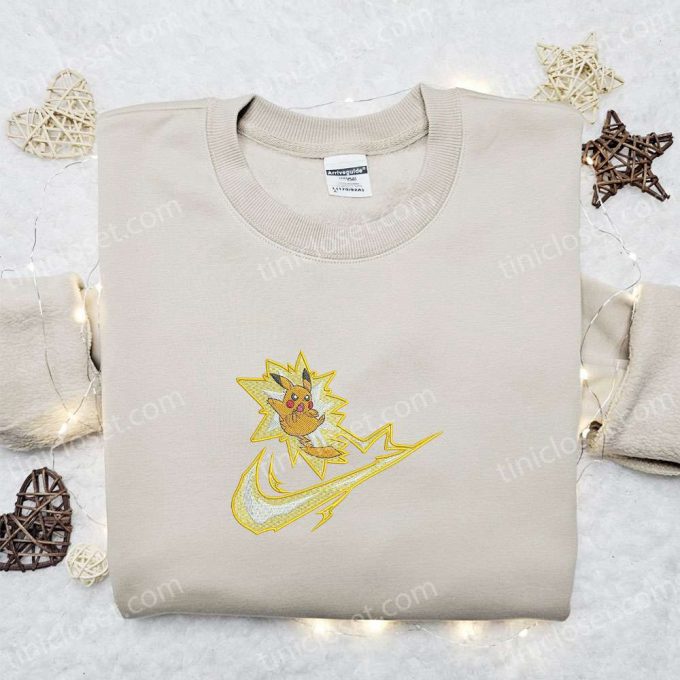 Pikachu Vol Attack X Swoosh Embroidered Sweatshirt: Pokemon Anime Shirt B Gift For Men Women Gift Ideas For All Occasions