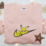 Pikachu x Swoosh Anime Embroidered Shirt: B Gift for Men Women Pokemon T-shirt Perfect Family Gift